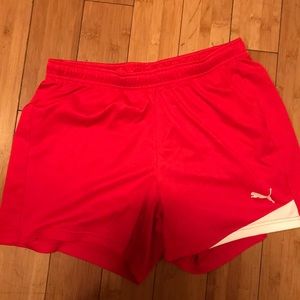 Red puma shorts